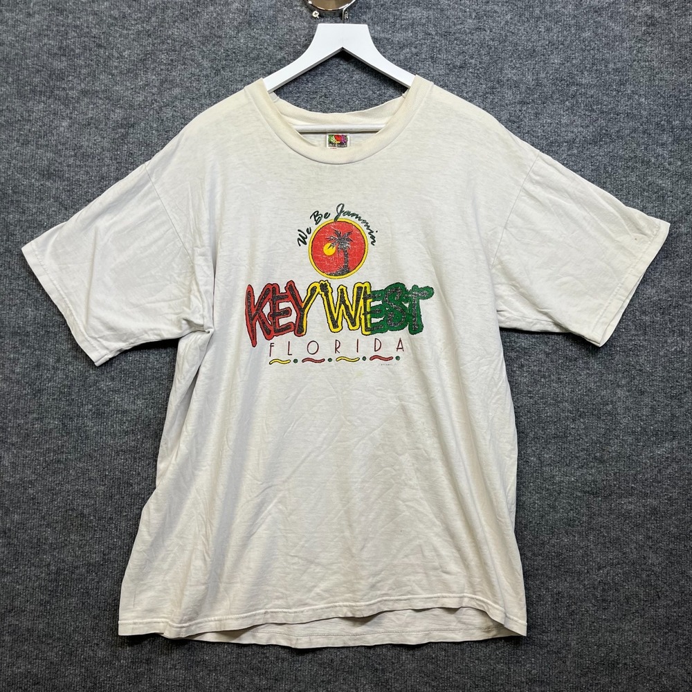 Fruit of the Loom T-Shirt Men XL White Good Vintage Key West Florida Graphic